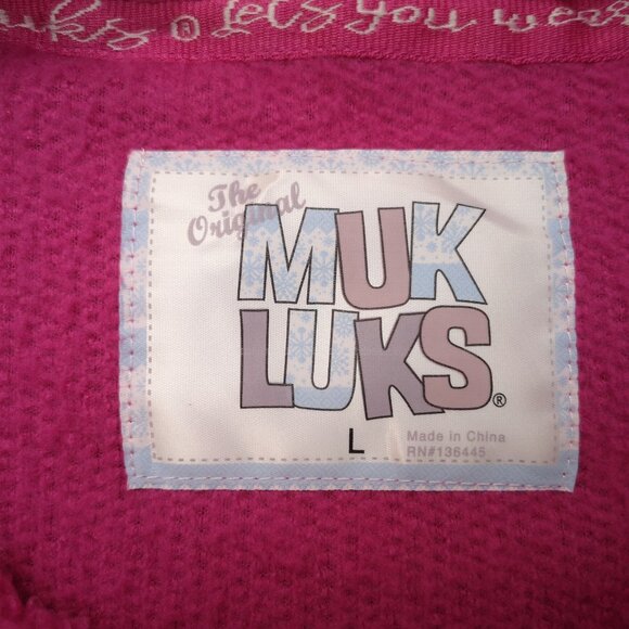 The Original Muk Luks Ladies Size Large Hot Pink Faux Sherpa Sweat Shirt - Picture 3 of 10